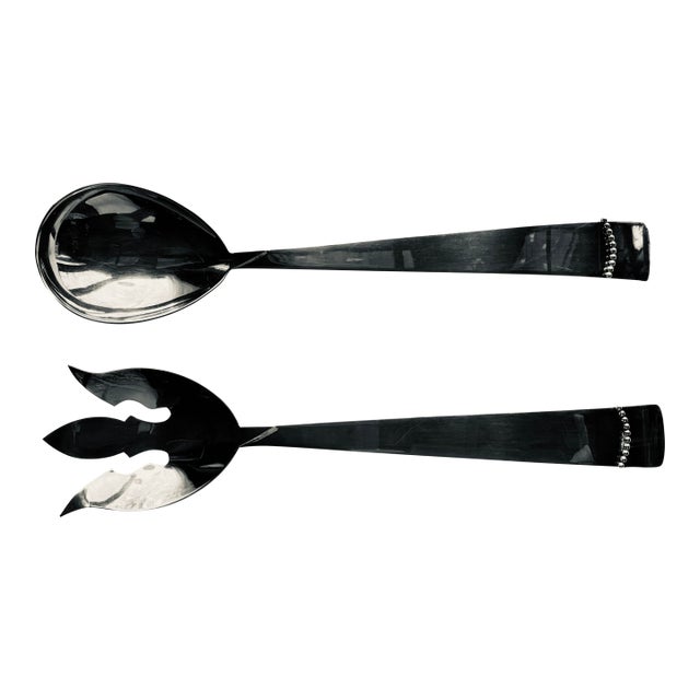 Vintage Danish Modern Three Crowns Silversmiths Silver-Plated Salad Servers - Design by Royal Arden Hickman For Sale