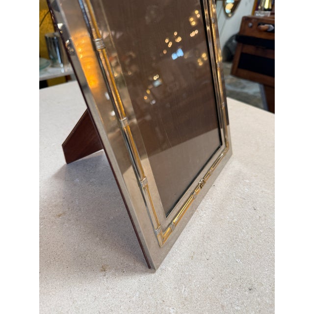 1970s Vintage Gucci Silver & Gold Tone Picture Frame 7 X 9 For Sale - Image 5 of 8