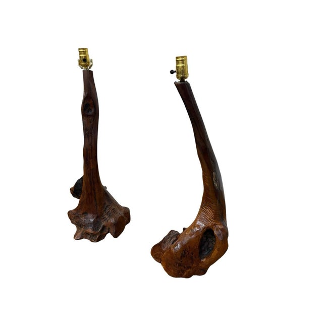 Mid-Century Modern 1960s Mid-Century Modern Drift Wood Table Lamps 30” - Set of 2 For Sale - Image 3 of 11