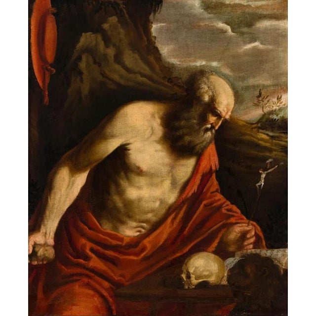 Leandro Da Ponte, Leandro Bassano (Bassano del Grappa 1557 - Venice 1622) workshop "Saint Jerome" Oil on canvas 93 x 77 cm...