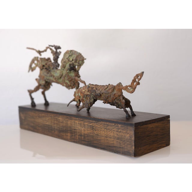 Mid Century Brutalist Bronze Picador & Bull Sculpture For Sale In San Francisco - Image 6 of 11