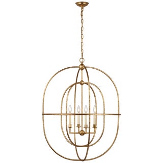 Chapman & Myers for Visual Comfort Signature Desmond Open Double Oval Lantern in Gild For Sale