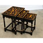 English Painted Nesting Tables with Découpage For Sale - Image 4 of 10