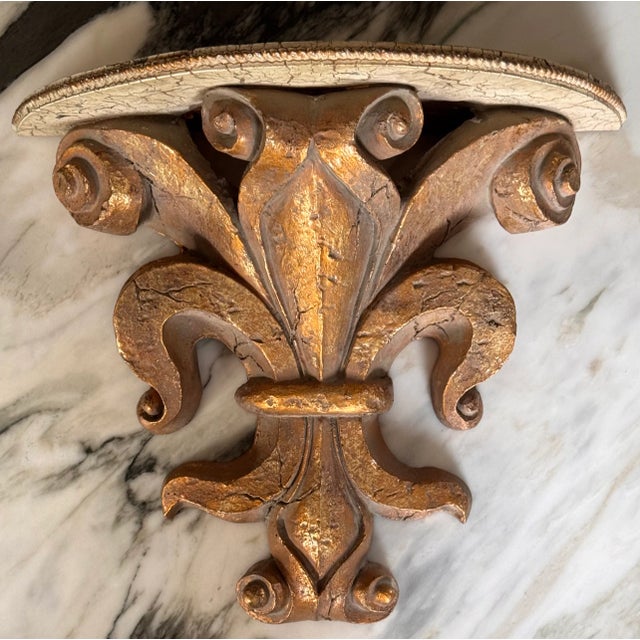 Vintage Florentine Fleur De Lis Wall Shelf For Sale - Image 4 of 10