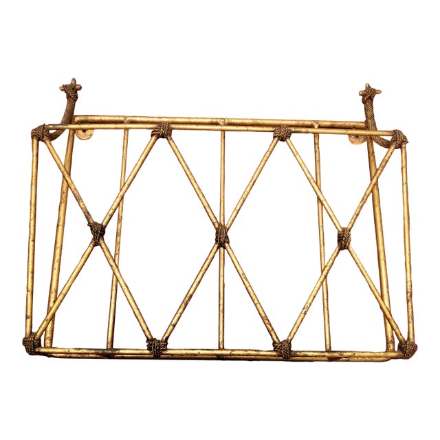Mid-Century Modern Hollywood Glamour Bagues Style Faux Bamboo Wall Basket For Sale