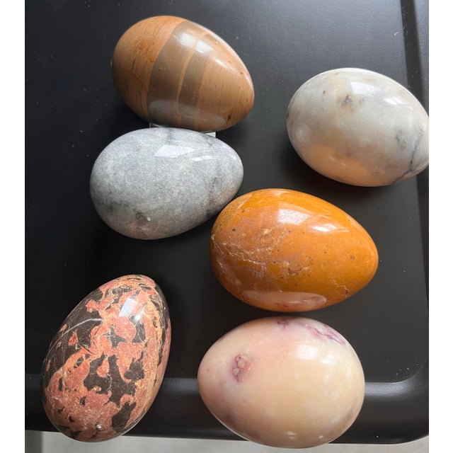 Contemporary Vintage Italian Polished Alabaster Eggs-6 Pieces For Sale - Image 3 of 6