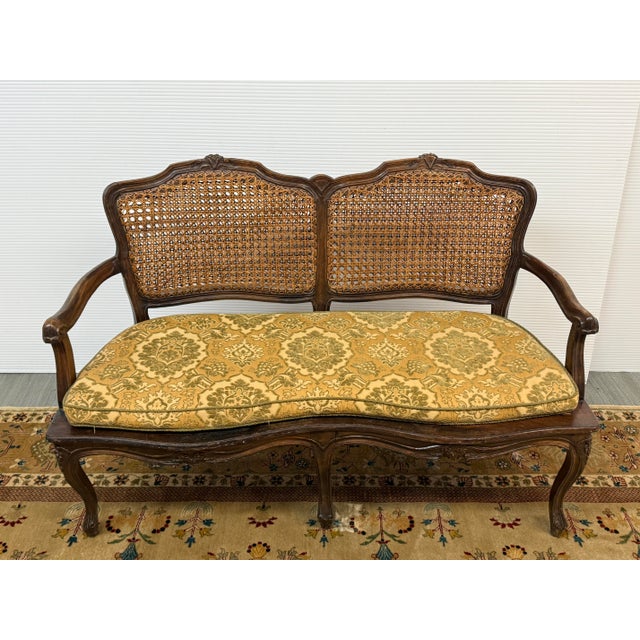 French 20th Century French Cane Back Sofa Bench For Sale - Image 3 of 12