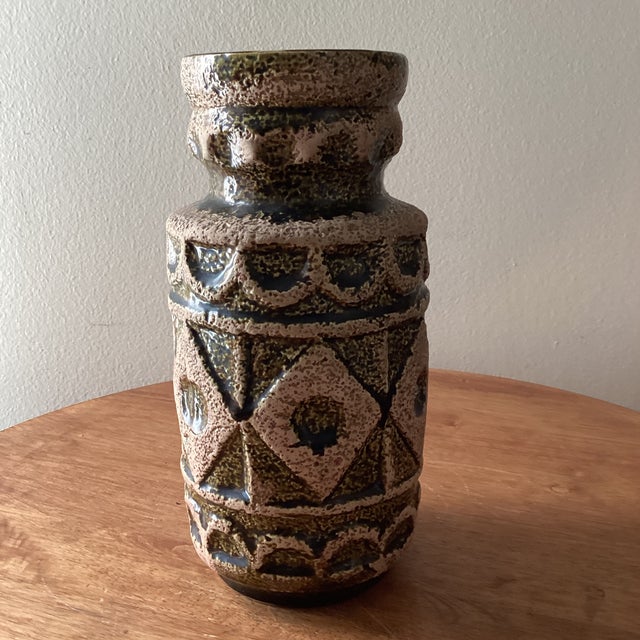 工芸品 Vintage Bay Keramik West German Vase Vintage BAY KERAMIK Turquoise and Blue Vase by Bodo Mans 92