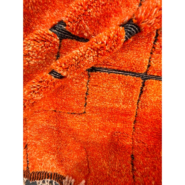 Large Moroccan Beni M'rirt Rug – Hand Knotted Berber Wool Carpet – Orange Geometric Atlas Design For Sale - Image 9 of 14