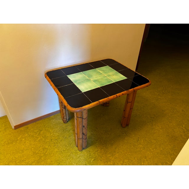 Wood Bamboo Side Table attributed to Audoux & Minet, France, 1950 For Sale - Image 7 of 10