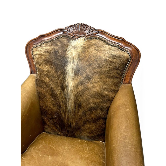2000 - 2009 Pair of Leather & Cowhide Armchairs For Sale - Image 5 of 6