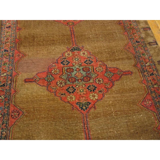Late 19th Century Antique Tribal Paisley Design Rustic and Camel Color Bidjar Wide Gallery Rug For Sale - Image 5 of 9