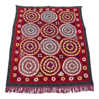 Vintage Hand Embroidered Suzani Wall Hanging, 1920s For Sale