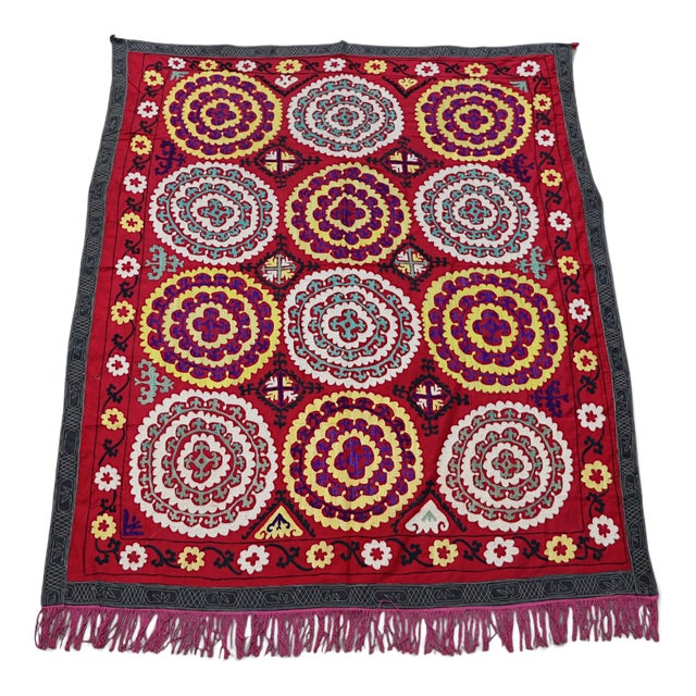 Vintage Hand Embroidered Suzani Wall Hanging, 1920s For Sale