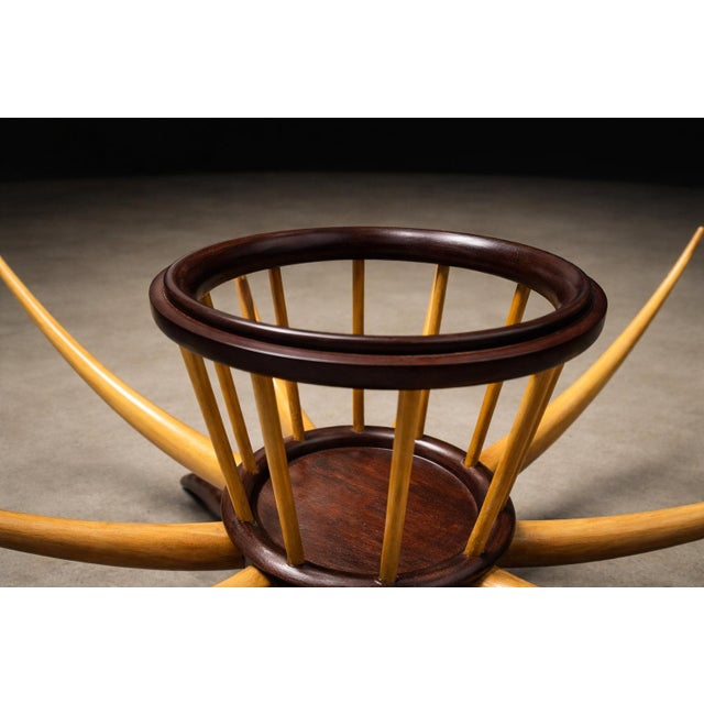 Brazilian Modern Coffee Table With Flower Vase in Two Woods, Giuseppe Scapinelli, 1950s For Sale - Image 12 of 12