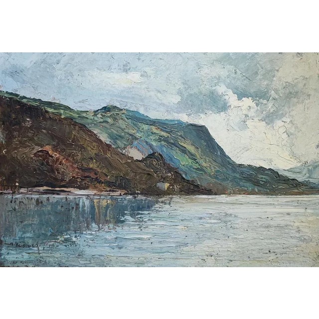 Jean Heitmann, Paysage de lac et montagnes, 1939, Oil on Wood For Sale - Image 9 of 9