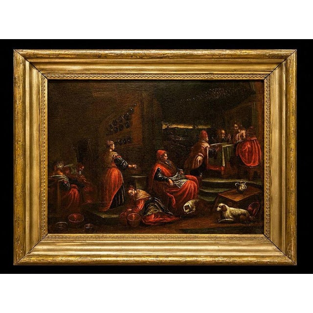 Circle of Bassano School, Figurative Composition, Oil Painting on Canvas, Set of 2 For Sale - Image 3 of 11