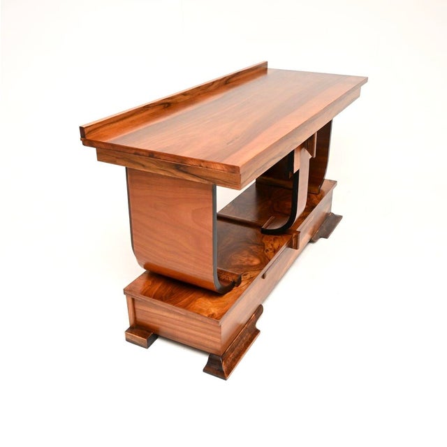 Art Deco Figured Walnut Console Table, 1930 For Sale - Image 3 of 11