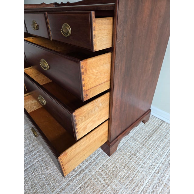Wood Solid Cherry Double Dresser With Gallery, Mid-20th Century For Sale - Image 7 of 9