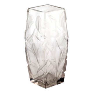 Large Crystal Vase with Irises For Sale