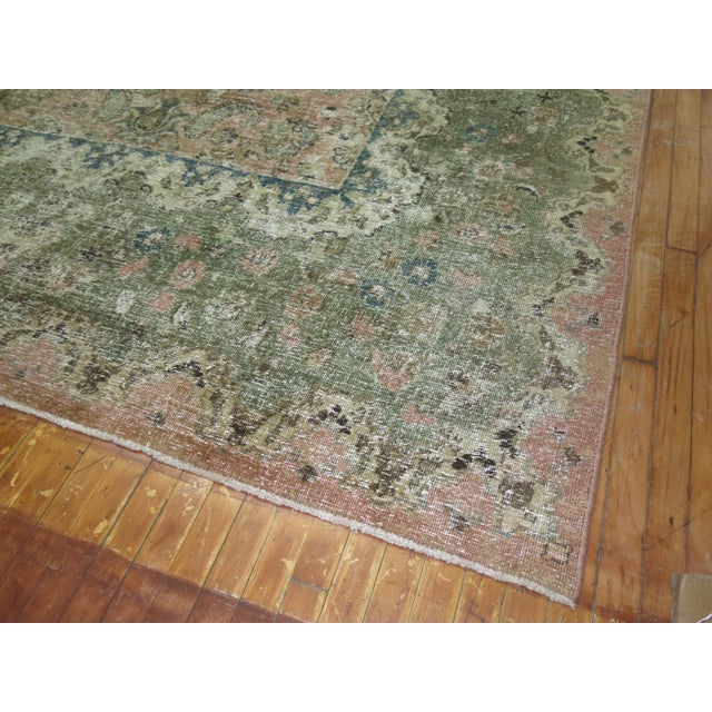 Early 20th Century Early 20th Century Zabihi Collection Large Worn Neutral Persian Rug - 11'10" x 16'2" For Sale - Image 5 of 10