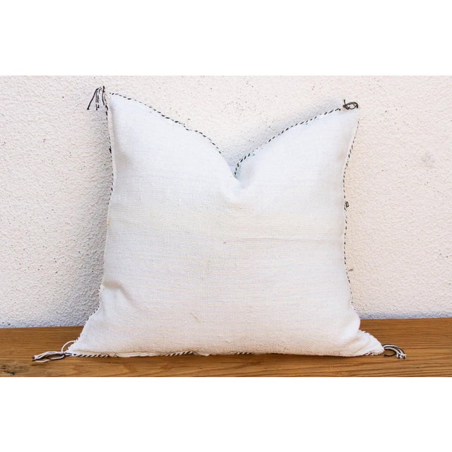 White & Charcoal Cactus Silk Moroccan Pillow For Sale - Image 9 of 10