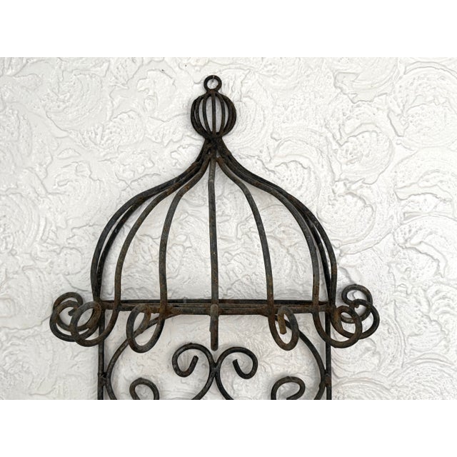 Ballard Designs Mid Century Wrought Iron Wall Planter With Scrolls For Sale - Image 4 of 9
