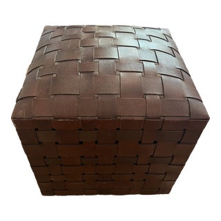 McGee and Co. Woven Leather Ottoman For Sale