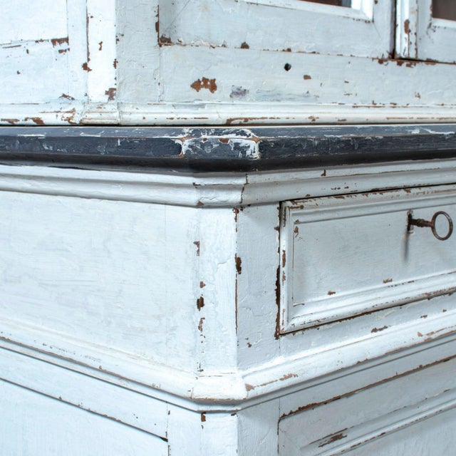 Mid-19th Century French Louis Philippe Period Painted Bookcase/Buffet Deux Corps For Sale - Image 10 of 14