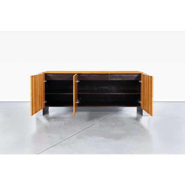 1970s Mid-Century Modern Zebrawood and Chrome Credenza by John Mascheroni For Sale - Image 5 of 12