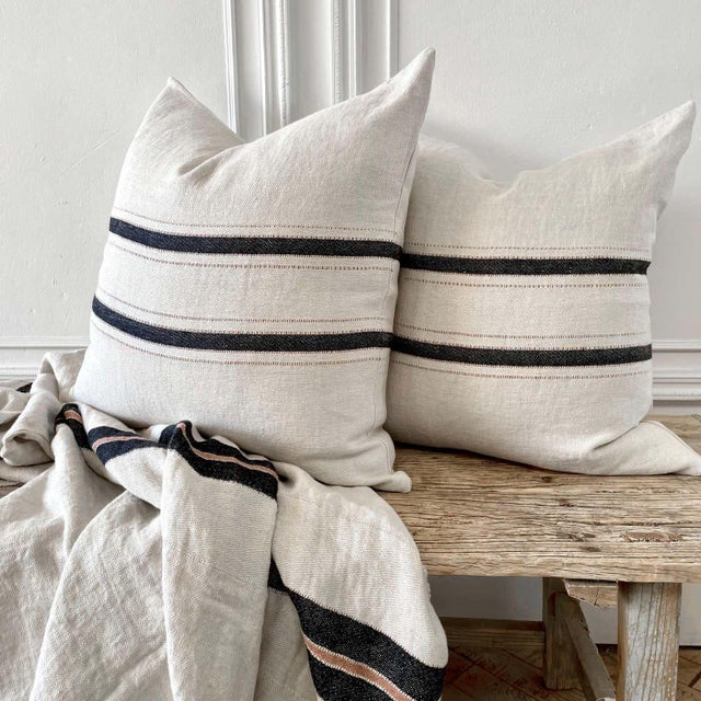 Mid-Century Modern Patagonia Stripe Pillow Cover With Insert For Sale - Image 3 of 6