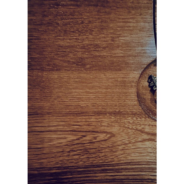 1970s 1970s Japanese MCM Tri-Fold Walnut & Ceramic Folk Art Cheese Board For Sale - Image 5 of 8