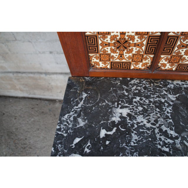 Late 19th Century Antique Arts & Crafts Mahogany Hall Tree Stand Entry Console With Marble & Mirror For Sale - Image 11 of 12