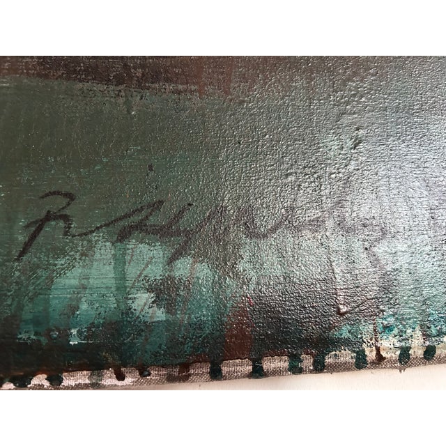 1980s Le Crepuscule des Deux Abstract Oil Painting by Peter Brandes For Sale In Los Angeles - Image 6 of 6