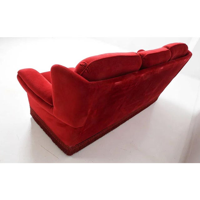 1960s Mid Century Tufted Back Ruby Red Sofa For Sale In New York - Image 6 of 14