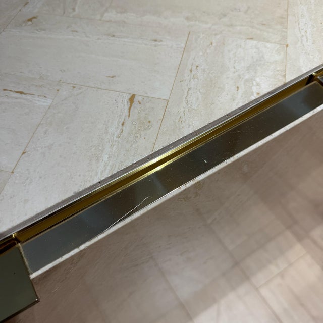 Cream Late 20th Century Postmodern Ello Travertine and Brass Credenza, Attributed For Sale - Image 8 of 12