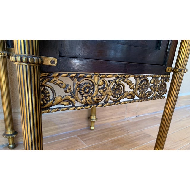 French Ebonized Mahogany Nightstands With Fluted Bronze Columns - a Pair For Sale - Image 12 of 13