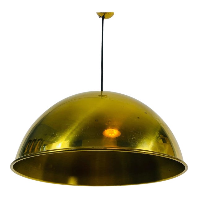 Polished Brass Pendant Lamp by Florian Schulz, 1970s, Germany For Sale