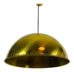 Polished Brass Pendant Lamp by Florian Schulz, 1970s, Germany