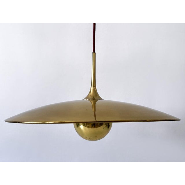 Early Brass Counterweight Pendant Lamp Onos 55 by Florian Schulz, 1960s For Sale - Image 14 of 18