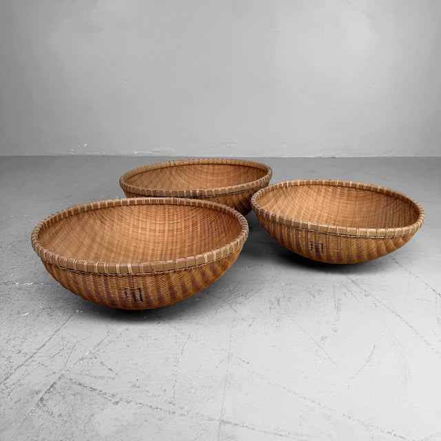 Japanese Shōwa Bamboo Baskets, 1960, Set of 3 For Sale - Image 13 of 13