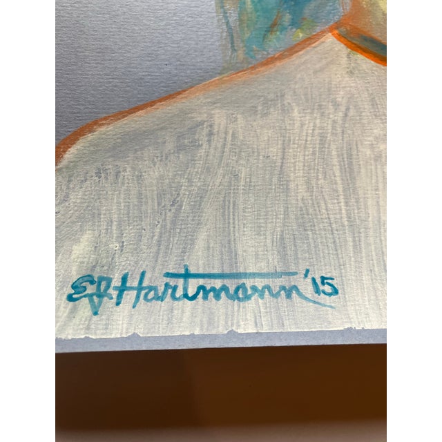 Contemporary Original E.J.Hartmann Abstract Portrait Painting Signed For Sale - Image 4 of 4
