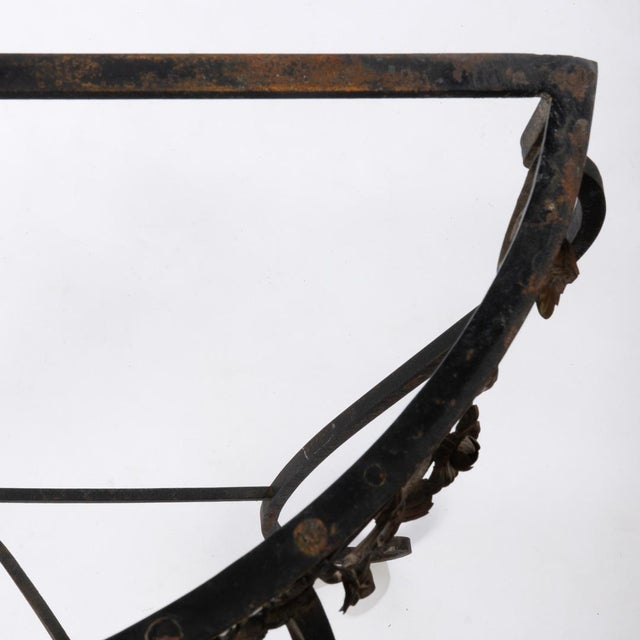Metal 1920s French Wrought Iron Marble Top Demi Lune Table For Sale - Image 7 of 12