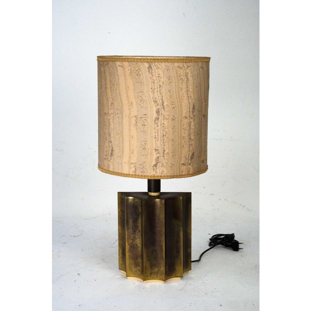 Vintage Brass Table Lamp with Fabric Shade, Italy, 1970s For Sale - Image 11 of 12