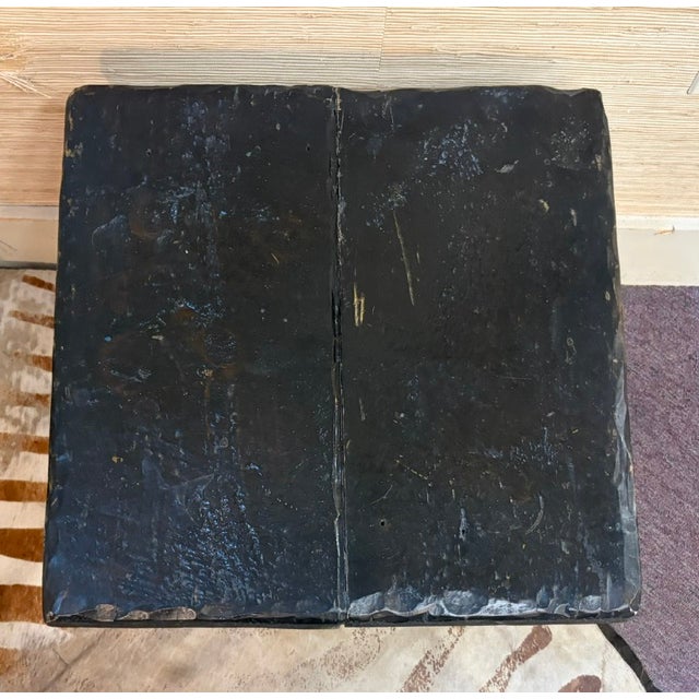 Rustic Dark Finish Side Table With Turned Legs For Sale - Image 4 of 5