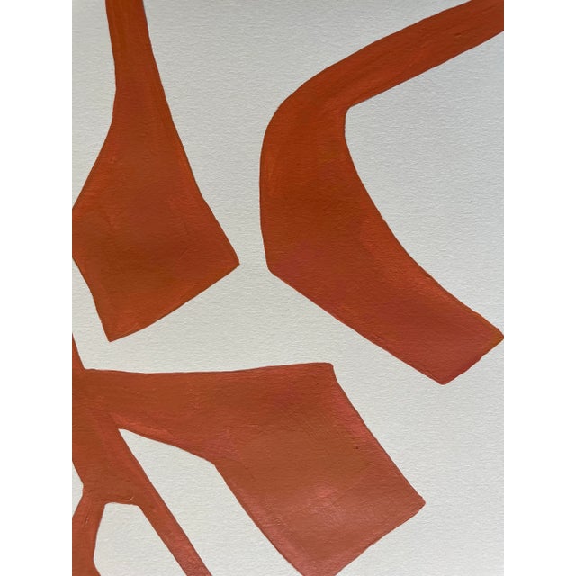 Abstract minimalist botanic acrylic painting on French hand crafted cotton paper. Framed in a gold frame.. All works on...