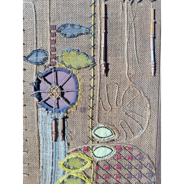 Vintage Wall Hanging Woven Textile in Wool, Jute, Cotton, and Wood, 1970s For Sale - Image 10 of 13