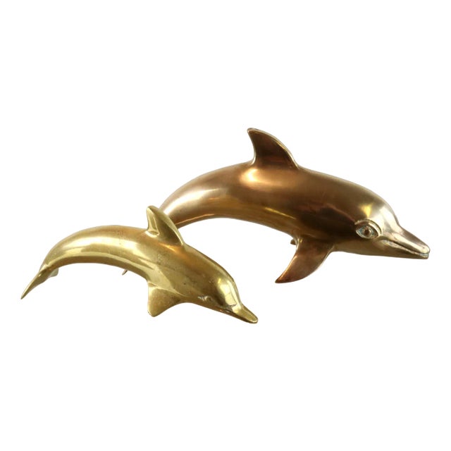 Mid-Century Brass Dolphins, Set of 2 For Sale