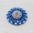 1960s rhodium plated prong set marquise faux-sapphires with round clear rhinestones brooch security clasp. Marked "Hobé"...