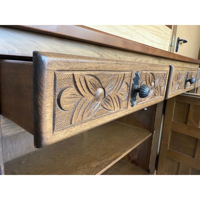 Late 19th Century Large Catalan Spanish Baroque Light Walnut Tuscan Credenza or Buffet For Sale - Image 4 of 18